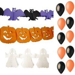 Halloweenská sada - girlandy a balónky