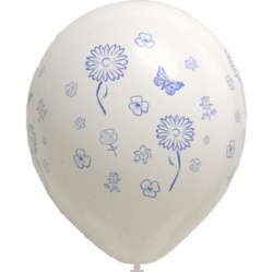 Balónek s květinami - bílý