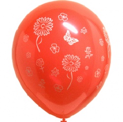 Balónek s květinami - červený