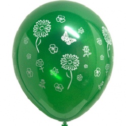 Balónek s květinami - zelený