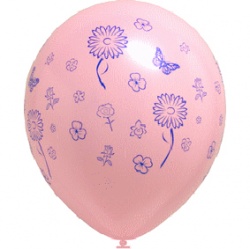Balónek s květinami - růžový