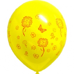 Balónek s květinami - žlutý
