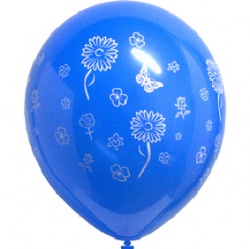 Balónek s květinami - modrý