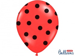 Balónek s černými puntíky - červený