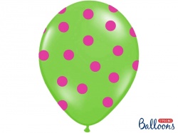 Balónek s růžovými puntíky - zelený