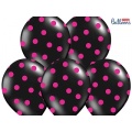 Balónek s růžovými puntíky - černý