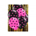 Balónek s růžovými puntíky - černý